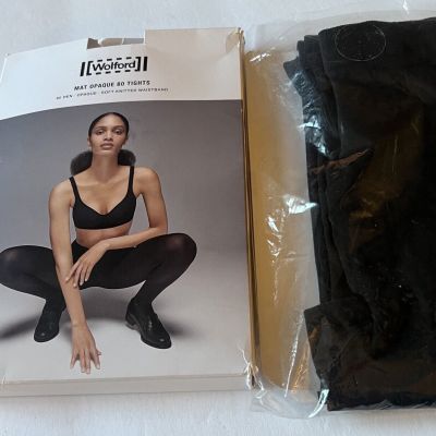 WOLFORD 18420 MAT OPAQUE 80 DENIER TIGHTS BLACK SIZE MEDIUM NWT